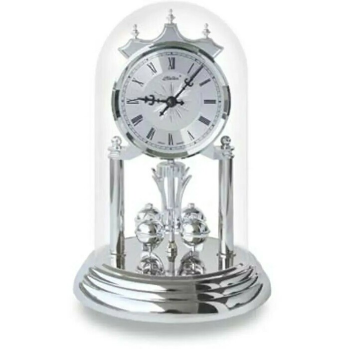 Pendule 400 jours à sonnerie 4/4 Westminster en métal argenté 23 cm