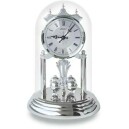 Pendule 400 jours &agrave; sonnerie 4/4 Westminster en m&eacute;tal argent&eacute; 23 cm