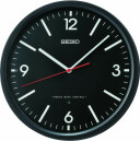 Horloge murale noire Seiko trotteuse rouge
