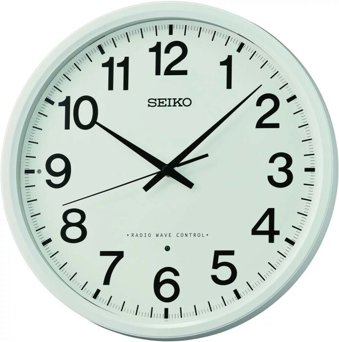 Horloge murale ronde radio pilotée blanche Seiko