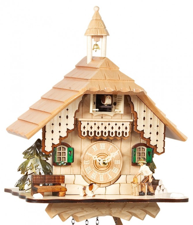 Horloge coucou chalet 1 jour couleur naturelle gros plan