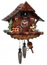 Horloge coucou &agrave; m&eacute;lodie bois fonc&eacute; buveur de bi&egrave;re