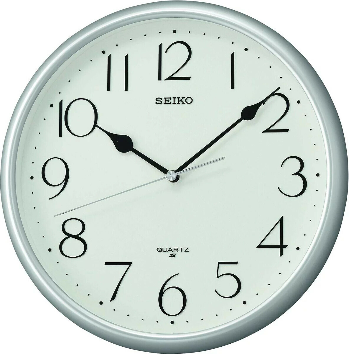 Horloge murale ronde argent&eacute;e Seiko