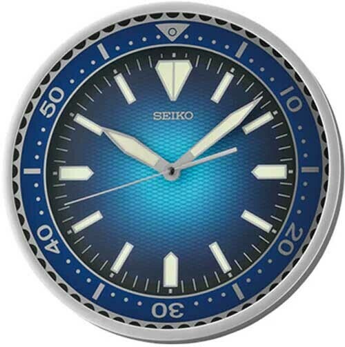 Pendule murale bleue Seiko style cadran de montre
