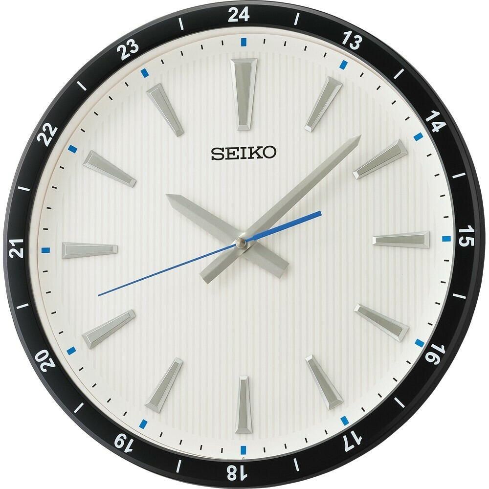 Pendule murale silencieuse blanche Seiko index en relief