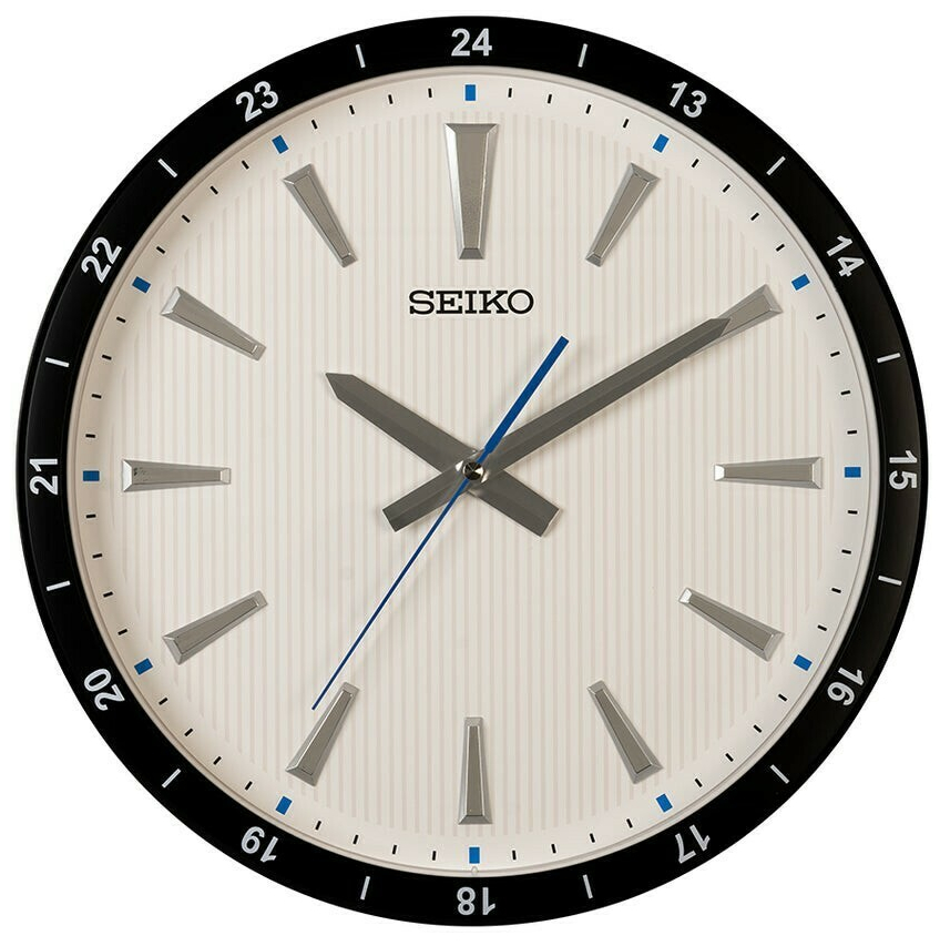 Pendule murale silencieuse blanche Seiko index en relief