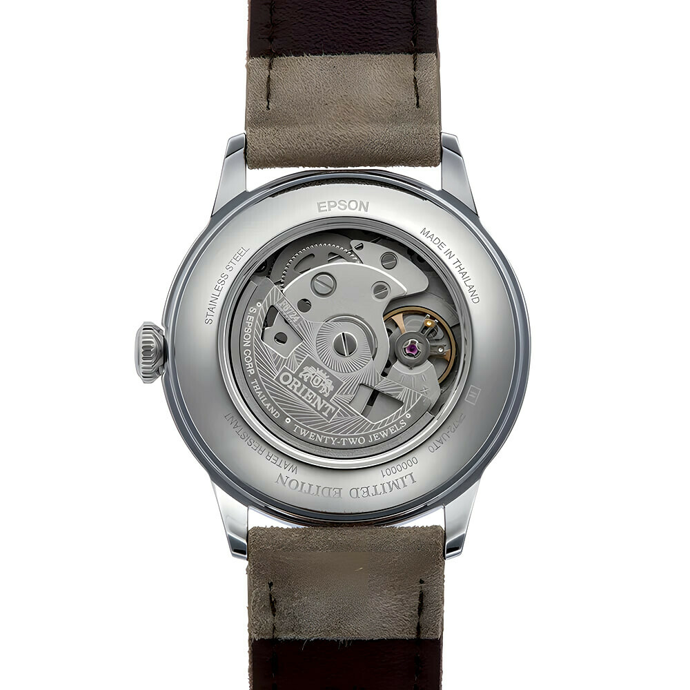 Montre automatique Orient Bambino cadran taupe homme RA-AC0M13N arriere