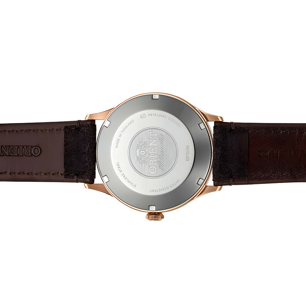 Montre automatique Orient Bambino bo&icirc;tier ros&eacute; homme RA-AC0P04Y arriere