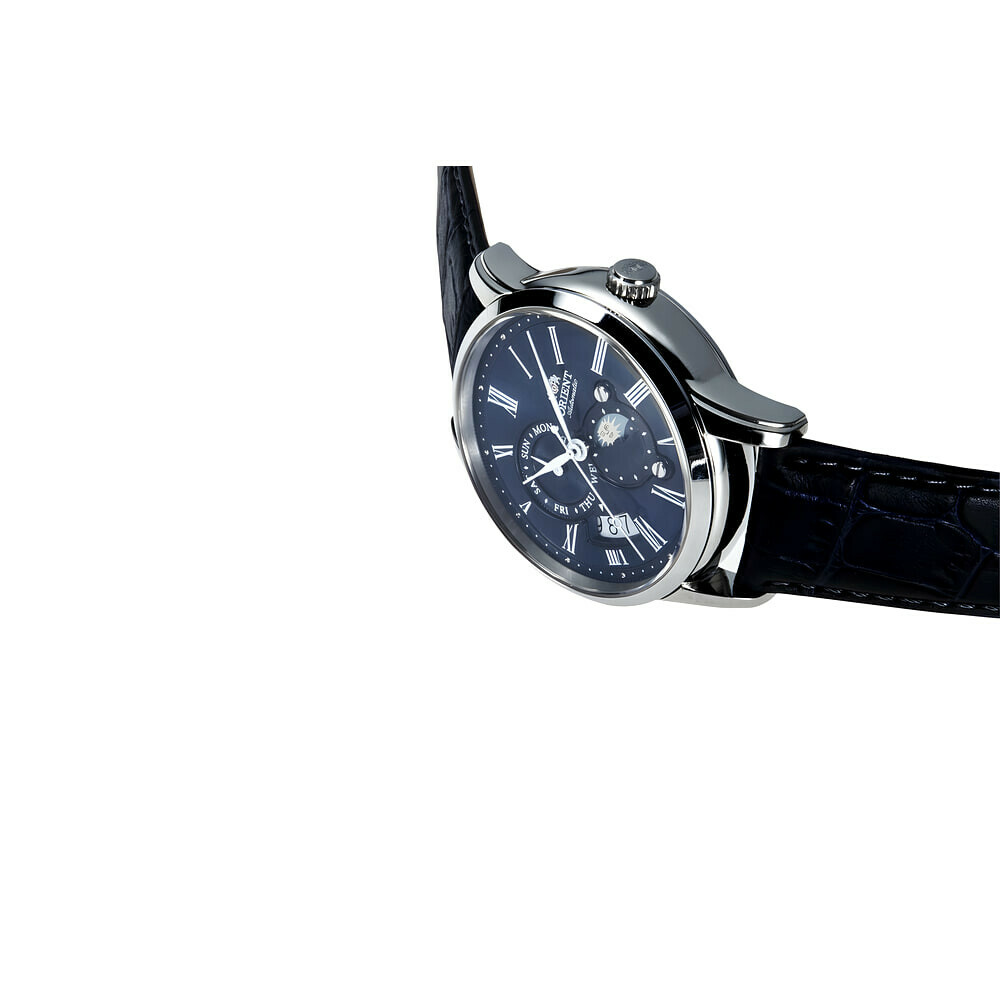 Montre automatique Orient Sun and Moon cadran bleu homme RA-AK0011D - 3quarts