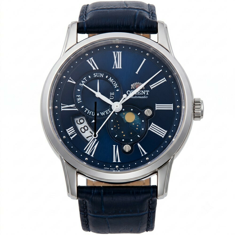 Montre automatique Orient Sun and Moon cadran bleu homme RA-AK0011D