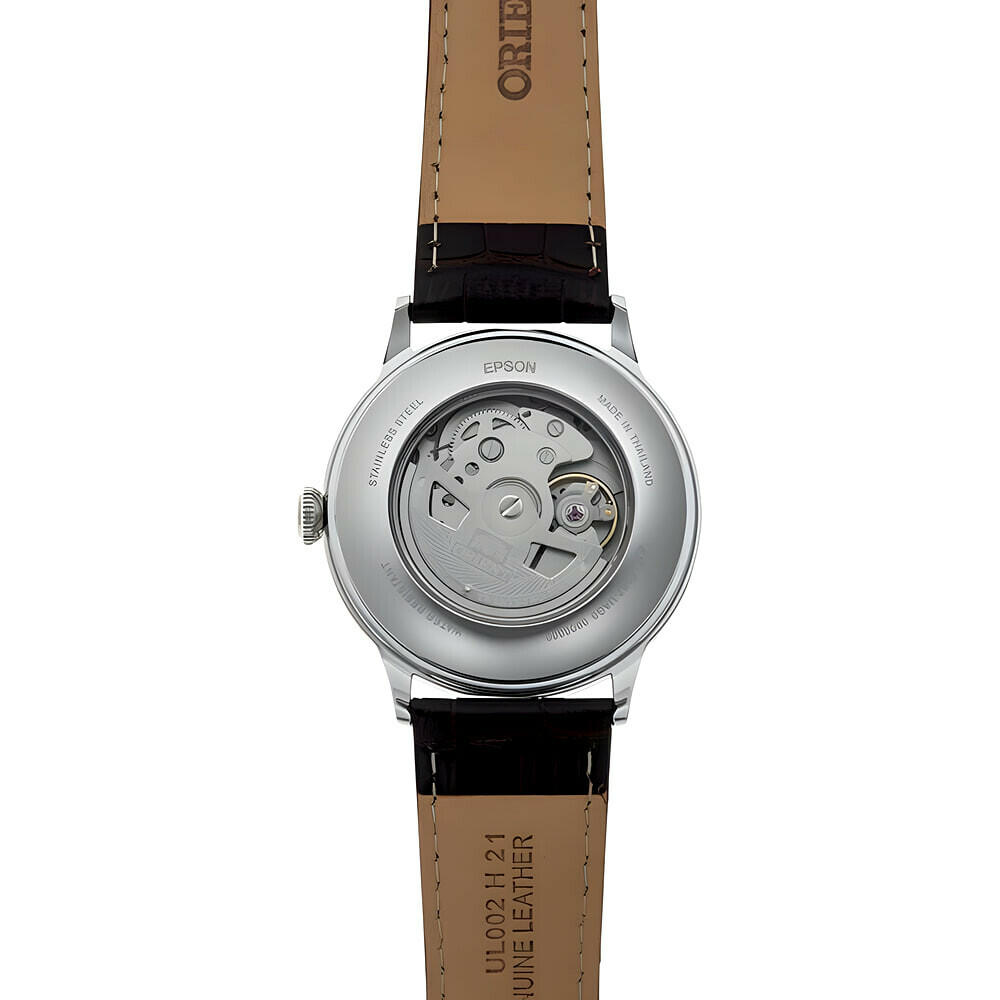 Montre automatique Orient Bambino cadran cr&egrave;me homme RA-AK0705R arriere