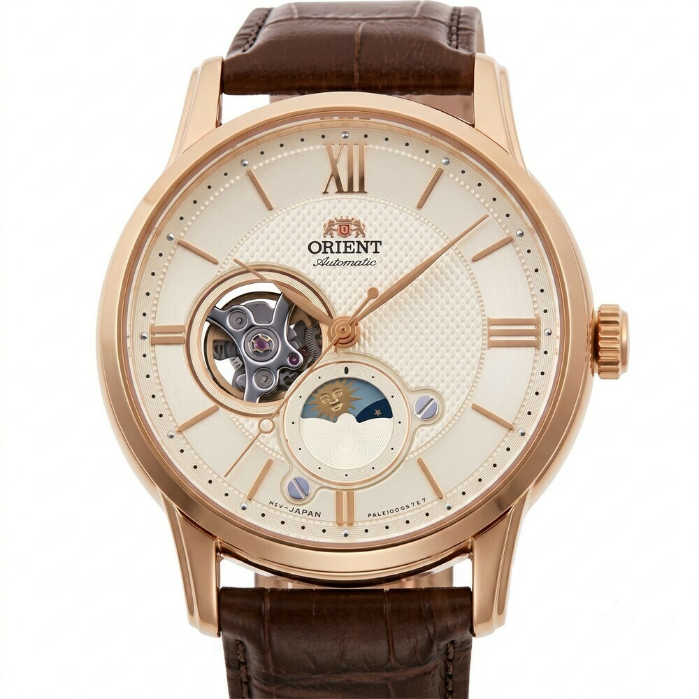 Montre automatique Orient sun and moon squelette pvd or jaune homme RA-AS0010S