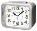 R&eacute;veil silencieux argent&eacute; rectangulaire avec sonnerie sur cloche