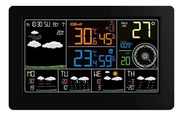 Station météo radio-pilotée avec baromètre et capteur extérieur, Stations  météo