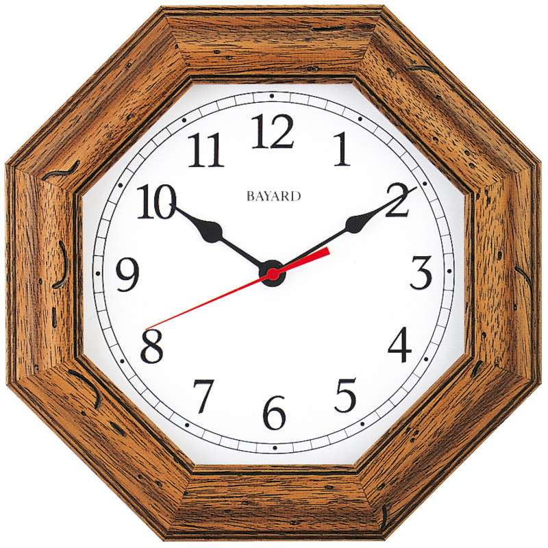 Pendule murale octogonale entourage bois clair