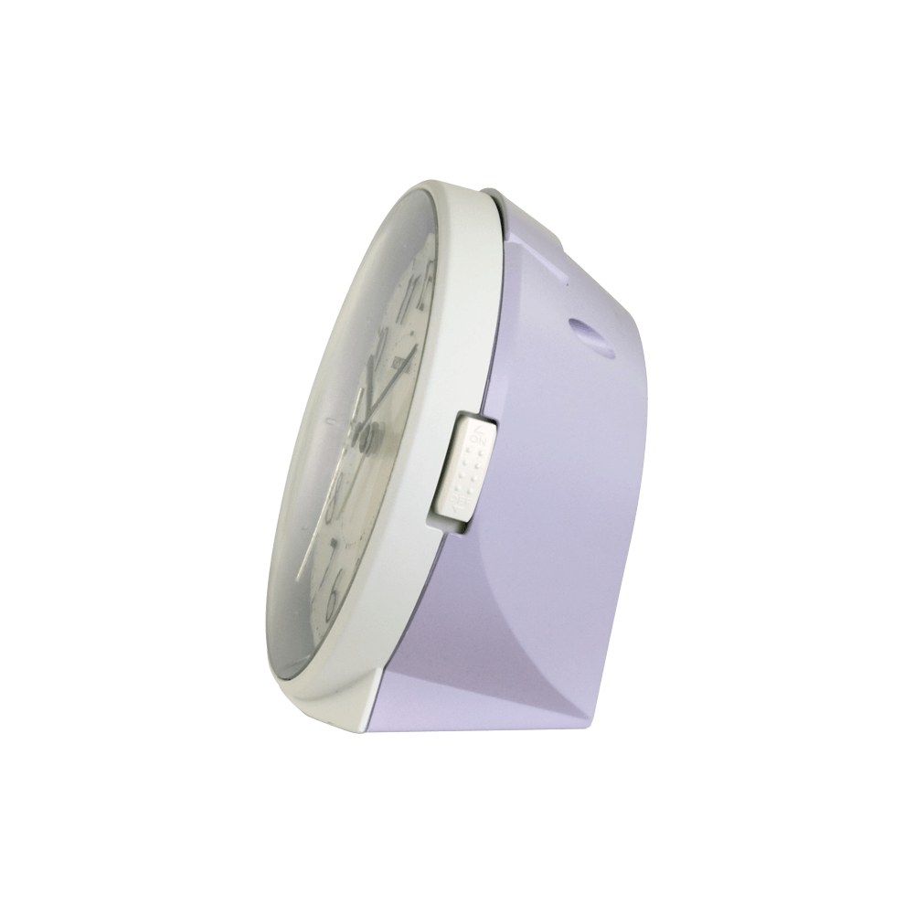 R&eacute;veil rond violet ultra silencieux avec &eacute;clairage automatique par capteur_profil
