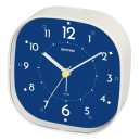 R&eacute;veil ultra silencieux rectangulaire blanc cadran bleu