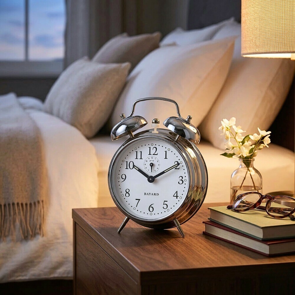 R&eacute;veil m&eacute;canique chrom&eacute; Bayard en situation