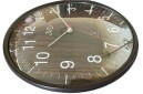 Horloge murale radio pilot&eacute;e ronde aspect bois_profil