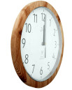 Horloge murale ronde radio-pilot&eacute;e fa&ccedil;on bois moyen_profil