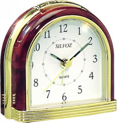 Réveil à quartz dôme ronce de noyer