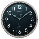 Pendule murale silencieuse entourage gris cadran noir chiffres arabes