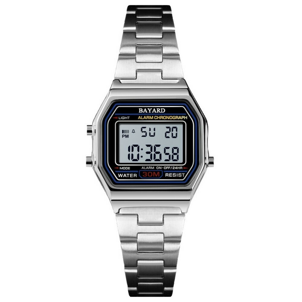 Montre digitale argent&eacute;e avec alarme Bayard