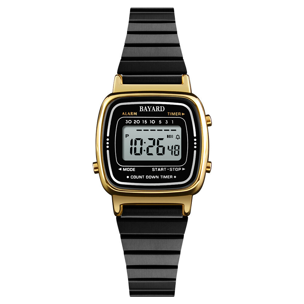 Montre digitale noire et dor&eacute;e avec alarme Bayard
