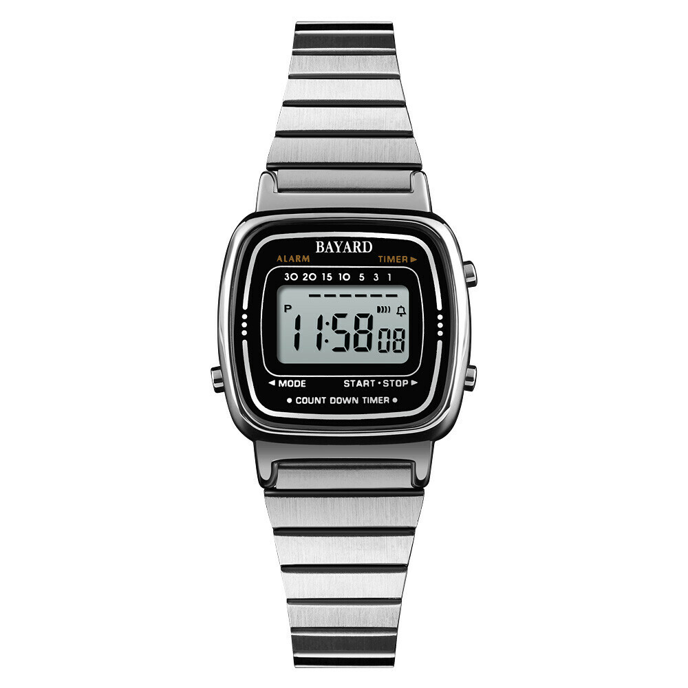 Montre digitale argent&eacute;e avec alarme Bayard