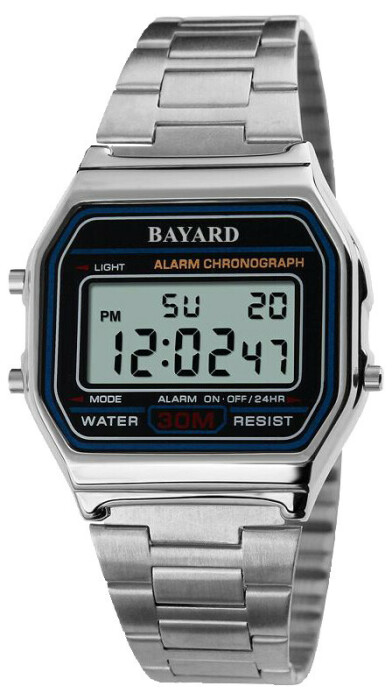 Montre digitale argent&eacute;e avec jour et date