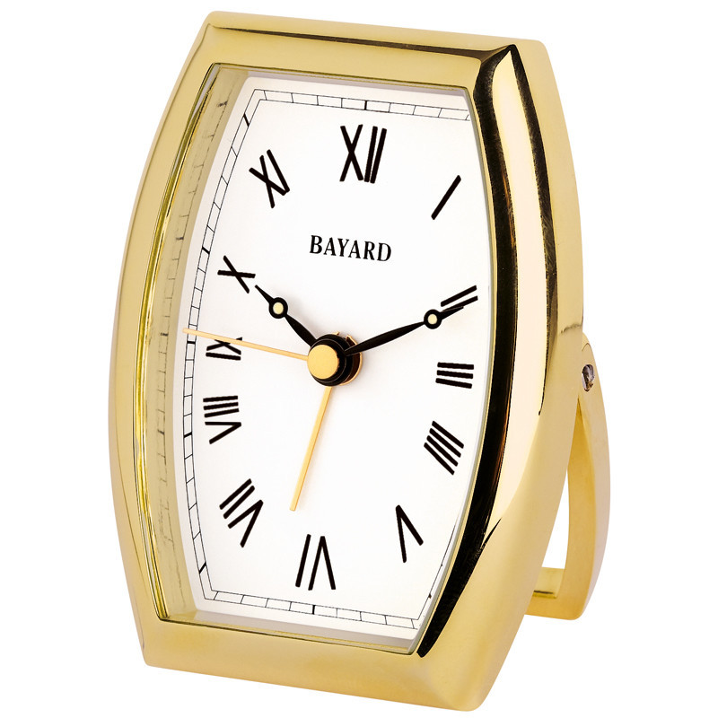 R&eacute;veil de style Bayard sur pied laiton dor&eacute; chiffres romains