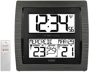 Horloge murale effet bois station m&eacute;t&eacute;o avec sonde ext&eacute;rieure