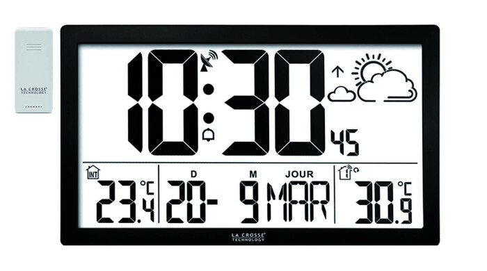 Horloge murale digitale radio pilotée température intérieure