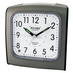 Réveil à quartz Bayard gris lumineux par capteur