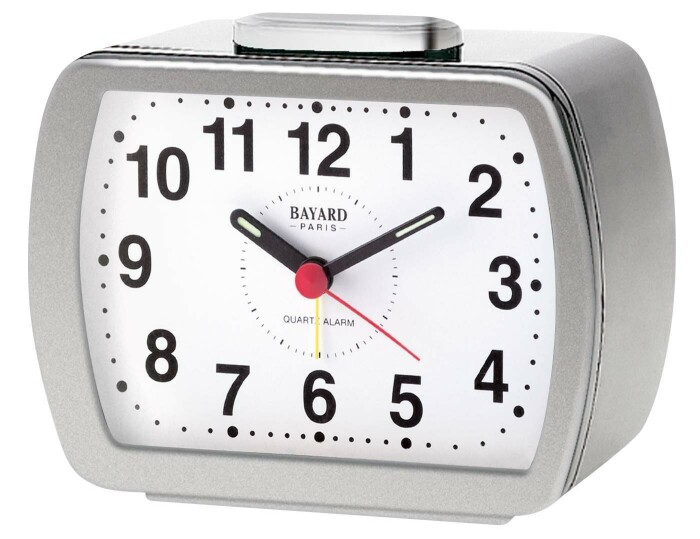 Réveil matin argenté sonnerie sur cloche