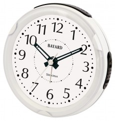 Réveil silencieux blanc rond Bayard sonnerie crescendo