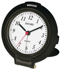 Réveil de voyage rond noir à répétition