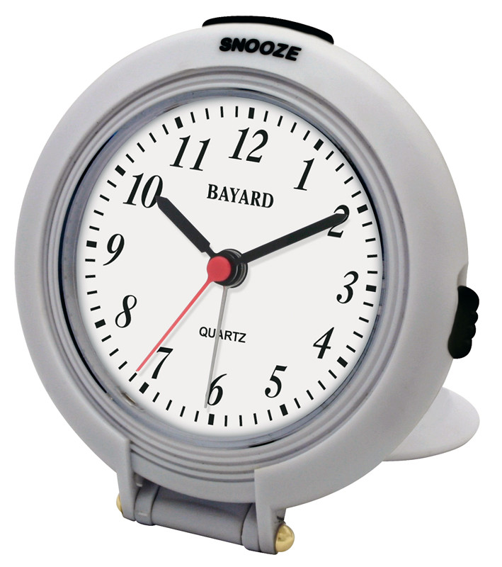 R&eacute;veil de voyage rond gris &agrave; r&eacute;p&eacute;tition