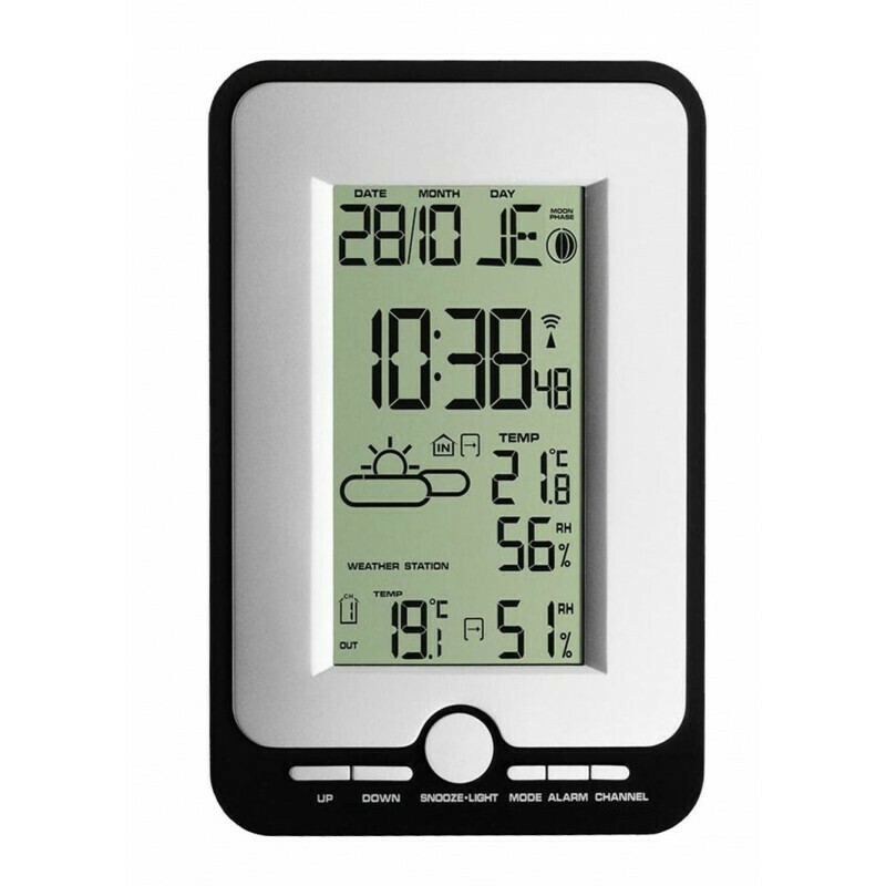 Station Météo Radio Pilotée avec Capteur Extérieure et Intérieure,  Température, Prévisions Météo, Humidité, Ecran Couleur LED, Horloge, Reveil  1539761mm