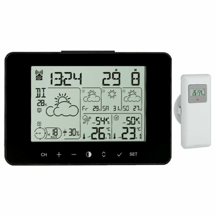 Thermomètre Hygromètre Numérique LCD Avec Horloge, Réveil, Mémoire - Pour Maison Et Bureau