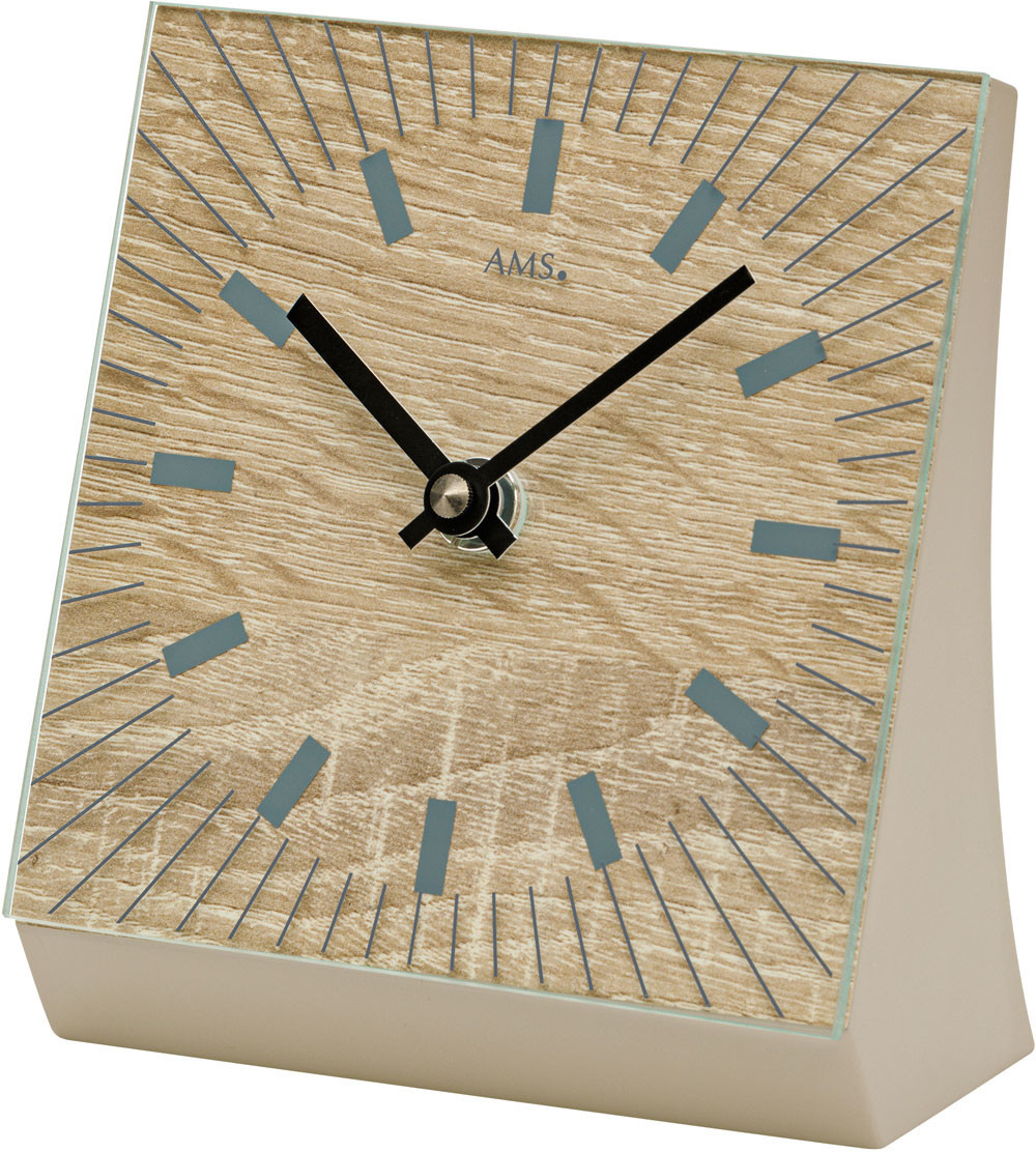 Pendulette &agrave; poser en bois clair et verre