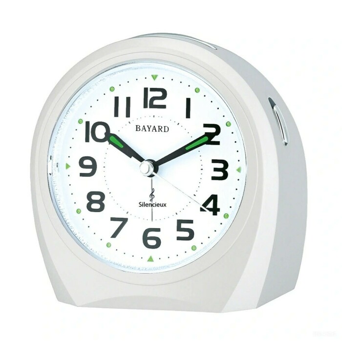 Réveil silencieux Bayard blanc ergonomique avec sonnerie mélodie