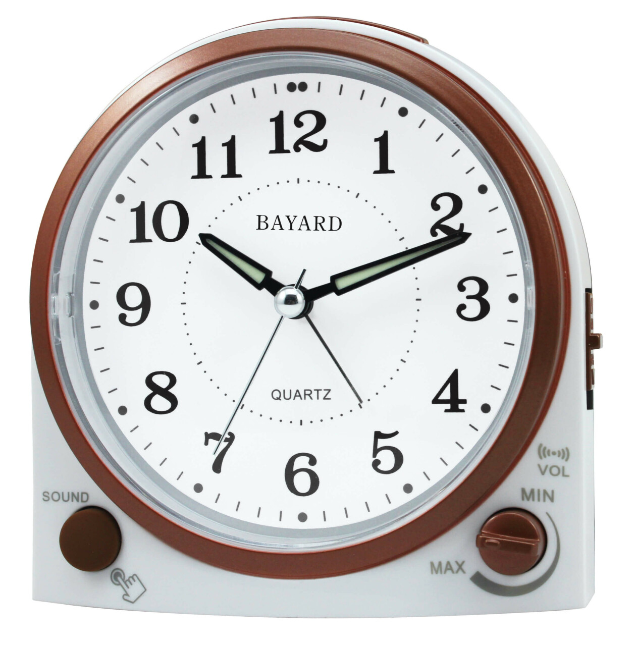 R&eacute;veil matin silencieux Bayard marron volume r&eacute;glable