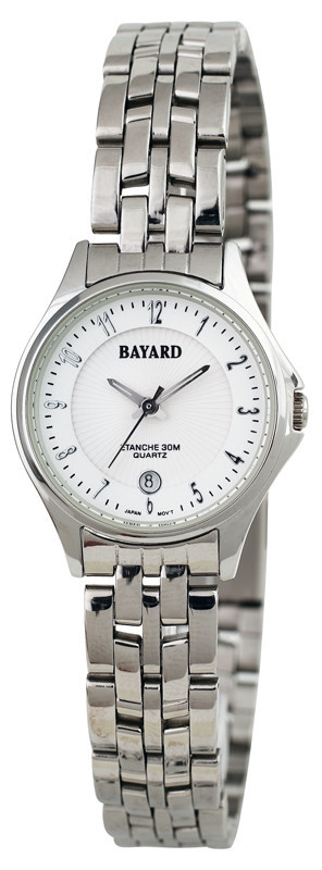 Montre &agrave; quartz ronde pour femme cadran blanc avec date