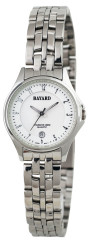 Montre à quartz ronde pour femme cadran blanc avec date