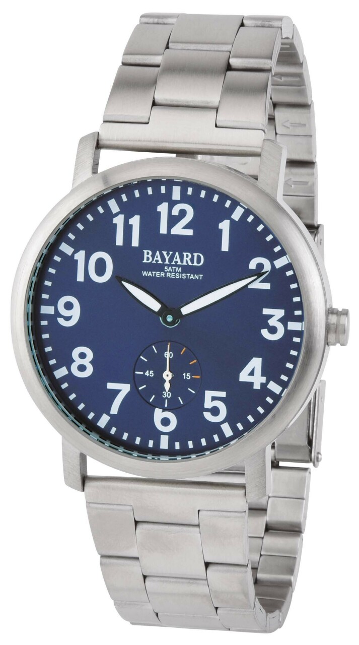 Montre &agrave; quartz pour homme cadran bleu bracelet acier