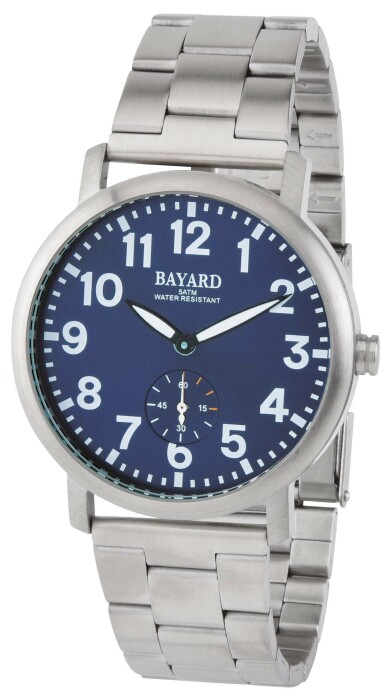 Montre à quartz pour homme cadran bleu bracelet acier