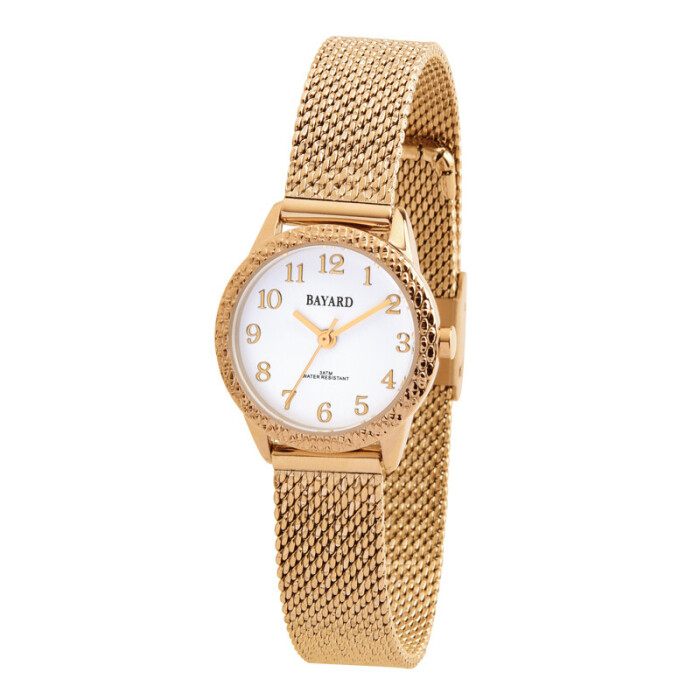 Montre pour dame dorée en métal mailles italiennes Bayard