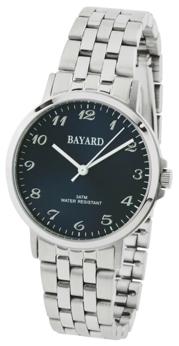 Montre en acier Bayard boucle déployante cadran noir