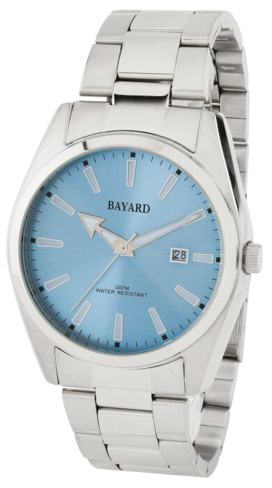 Montre Bayard en acier cadran bleu ciel pour homme avec date